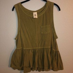 We The Free Army Green Peplum Tank